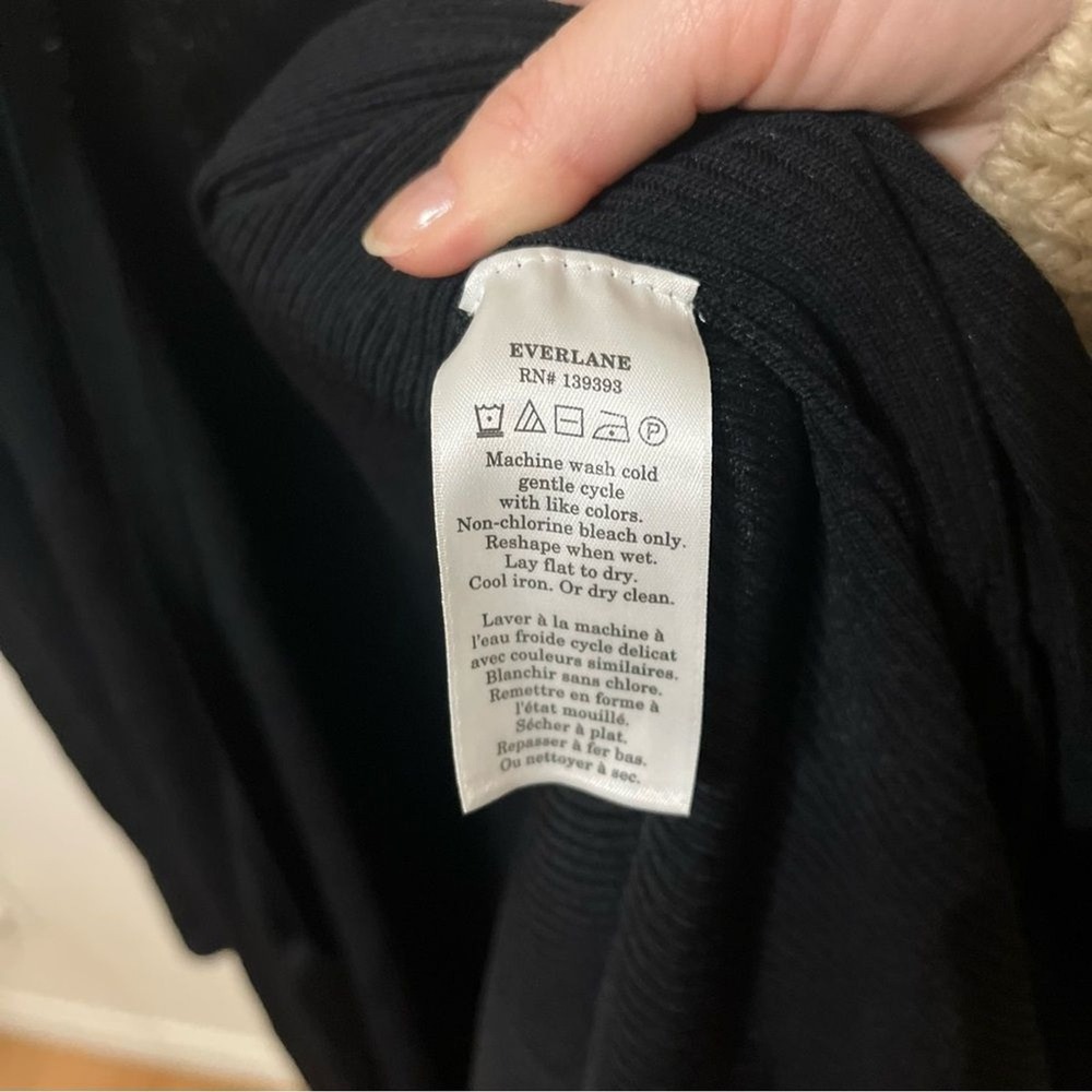 NWT Everlane Black Knit Open Cardigan Tie Waist Black Large Minimalist - Picture 8 of 12